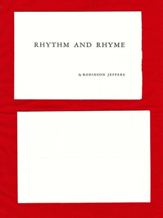 The Alpine Christ & Other Poems with a separately published poem, Rhythm and Rhyme laid in.